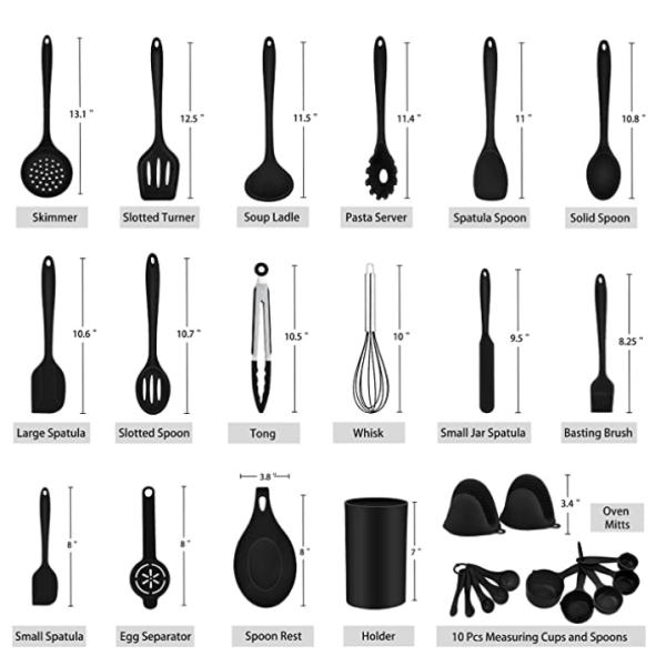 28pcs Silicone Kitchen Utensil Sets Nonstick Nonscratch Minimalist Style