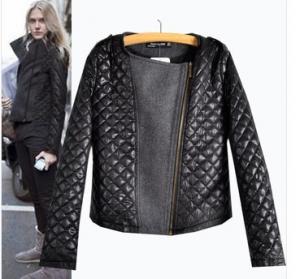 China Womens Fashion Cool Long Sleeve Coat Quilted Asymmetric Zip Jacket on sale