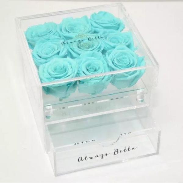 Wholesale Price Preserved Rose 9 Holes Acrylic Display Box With Lid