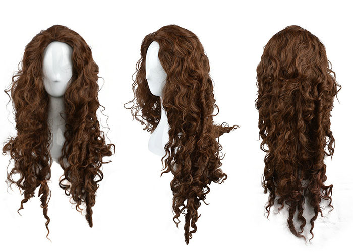 Curly Colorful Long Synthetic Wigs Non Remy Hair Ventilate Comfortable