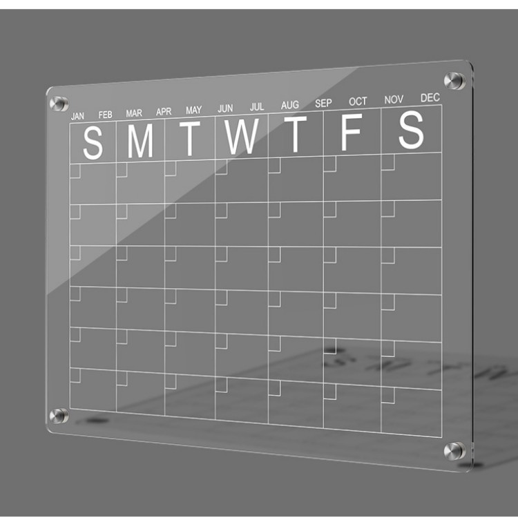 Factory Directly Customized Monthly Weekly Daily Planner Calendar Clear Acrylic Fridge Magnetic Dry Erase Board