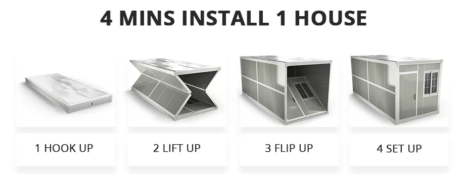 Shockproof Slope Roof Grande Fold Up Container Homes For Construction