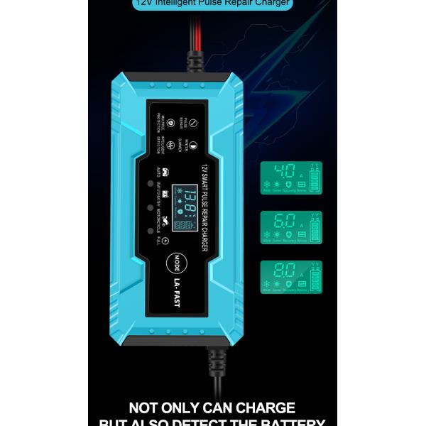 Smart 7-Stage Lead-Acid Battery Charger 12V/24V 6A for Car Motorcycle Truck Vehicle 125W Output Power