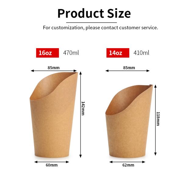 2021 Popular Sales French Fries/Chips Disposable Brown Kraft Paper Cups With Logo Printing