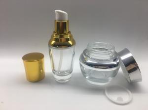China Hot Stamping 30ml Glass Lotion Bottles With Lids Silk Printing on sale