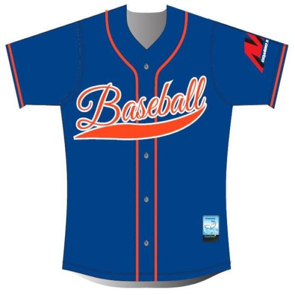 XS-3XL Moisture Wicking Blue Baseball Jersey , Sublimation Custom Baseball