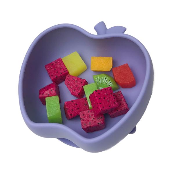 Suction Silicone Baby Tray Apple Shape Food Grade Self Feeding Bowl Eco Friendly