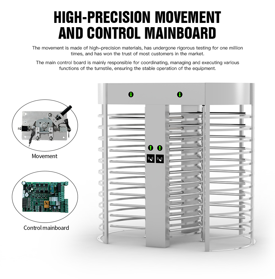 Automatic Systems SS316 Full Body Turnstile Single Access 600mm Fence Length