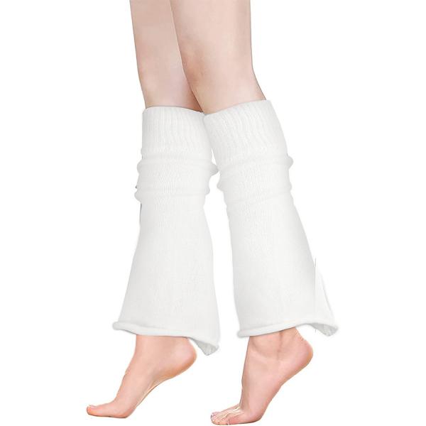 Y-Z Fall Winter Knitted White Warm Yoga Gothic Horn Knee High Leg Warmers for Women Knee Socks