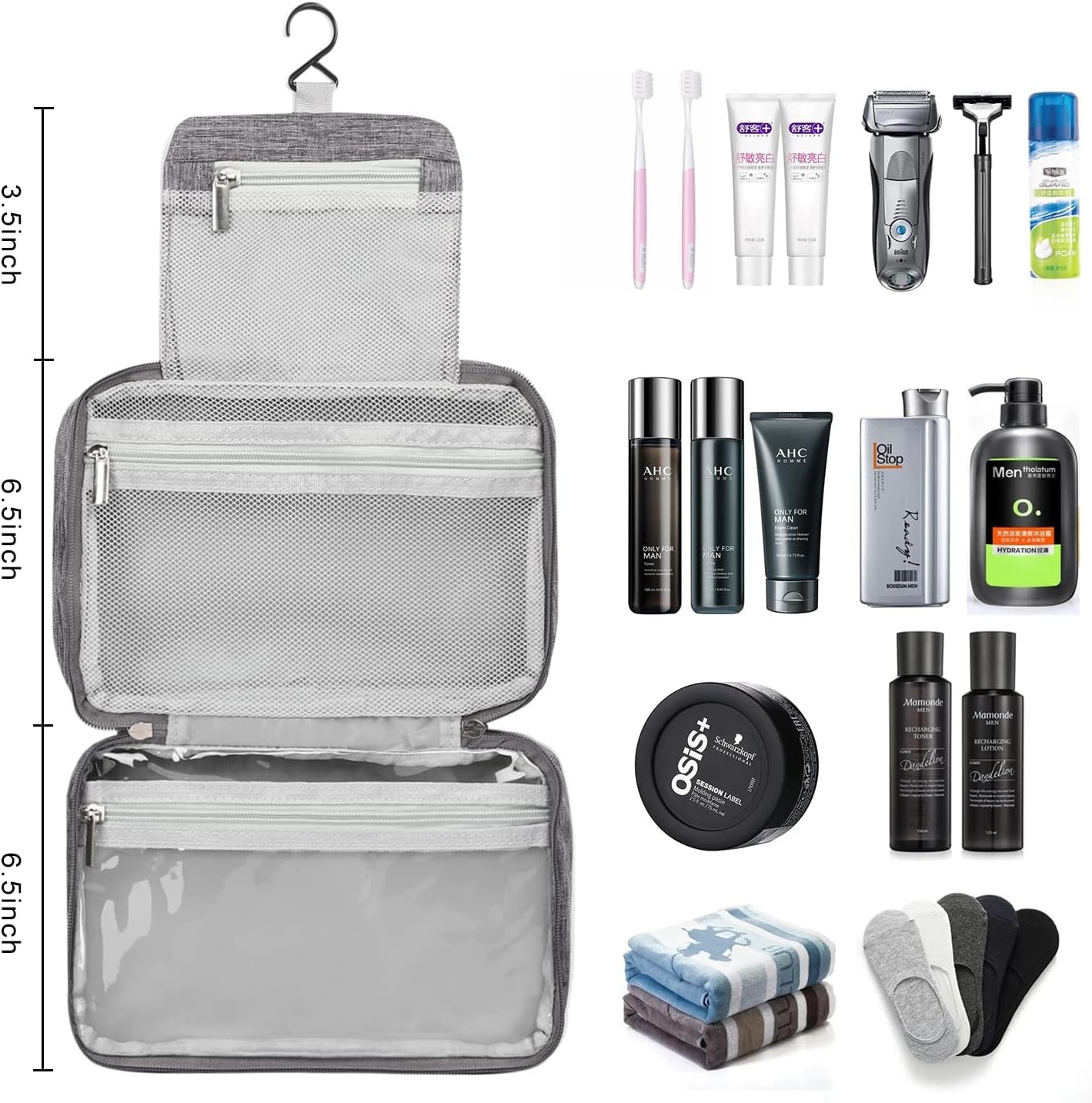 Multi-functional and lightweight Lager capacity durable waterproof toiletry bag with handle