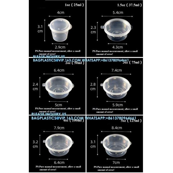 1oz 1.5oz 2oz 3.25oz 4oz 5oz Biodegradable Disposable Food Transparent Sauce Cups Takeaway Food Sauce Container