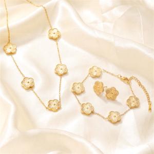 Buy cheap Stainless Steel Gold Plated Anti-Tarnish Clover Jewelry Set For Girls & Women from wholesalers