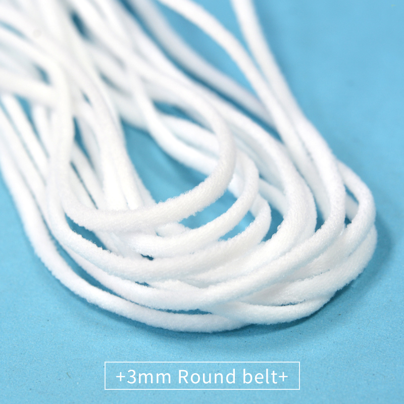 China Factory Nylon 3mm Round White Elastic Ear Loop Black Elastic Hair Band