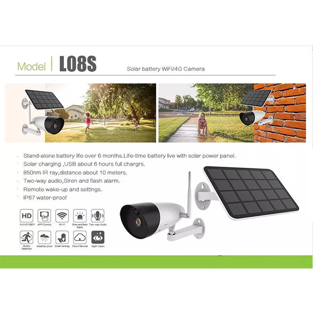 Smart Solar Outdoor Waterproof Wifi Camera 1080p Hd Home Security Motion Detection Camera