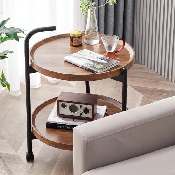 Movable Sofa Side Small Table Living Room Balcony Round Tea Bedside Storage Shelf Holder Cart Trolley Rolling cart