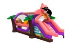 Trapaulin Flamingo Cartoon Theme Inflatable Obstacle Course Bouncer And Slide