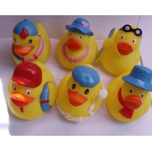 Quality Mini Yellow Bathtub Weighted Squeezing Rubber Ducks Surfing / Swimming Design wholesale