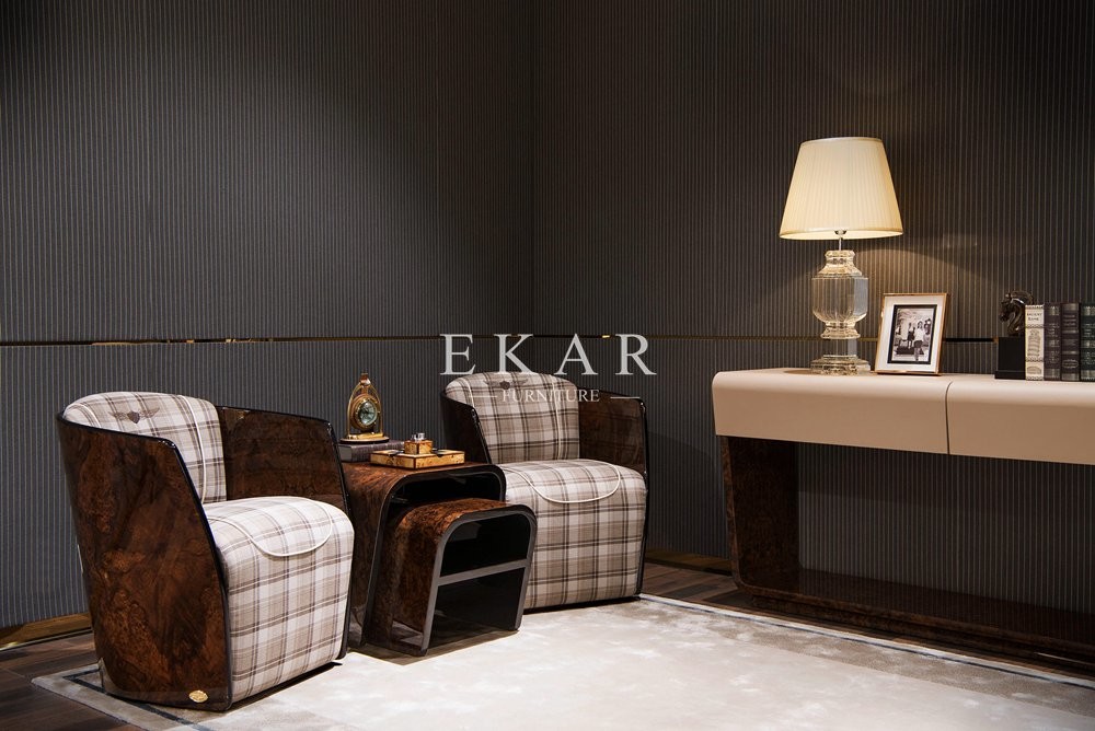 Living Room Modern Leather Arm Leisure Chair With Ottoman W006SF11A