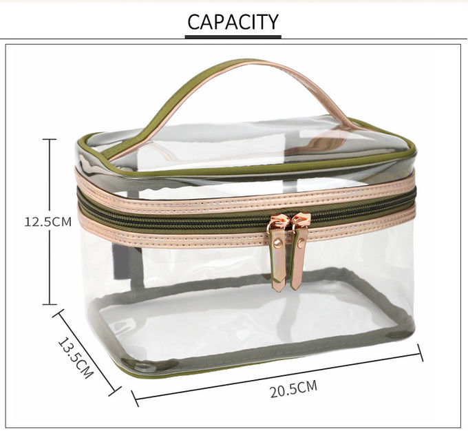 Fashion Ladies Waterproof Clear PVC Travel Cosmetic Case Bag With Handle