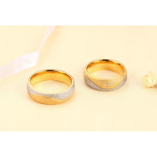 Diamond Shape Galaxy Stainless Steel Rings Silver 18K Gold Plated Two Tone Sandblasted