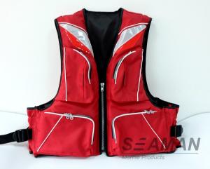 China Durable Fashion 4 Pockets 420D Nylon Polyester PVC Foam Adult Fishing Life Jacket 100N on sale
