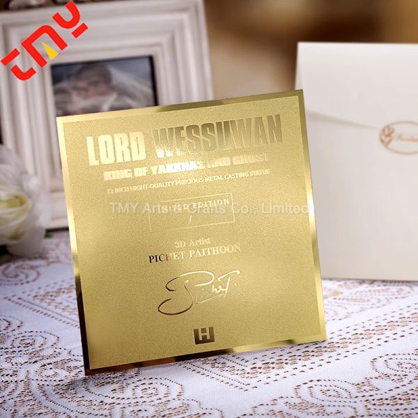 Custom Design Luxury Etched Key Shape Stainless Steel Metal Wedding Invitation Card