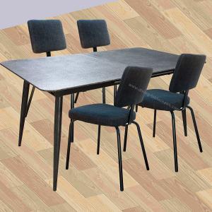 China Tempered Glass Stone Look Dining Table Extension Type Grey Top Moka Leg on sale