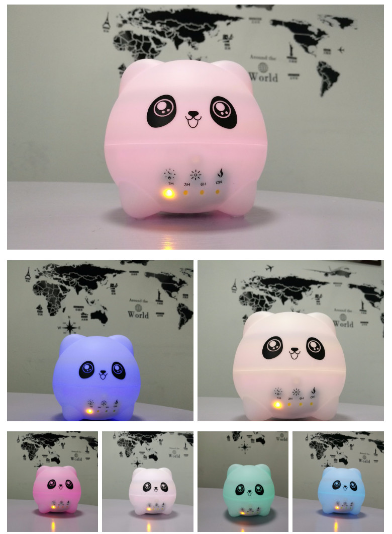 Cute panda Essential Oils Diffuser 300ml Cool Mist Air Mini Humidifier Ultrasonic Aromatherapy 7 LED Colored Light