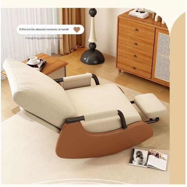 Single Foldable Rocking Recliner Sofa Chair Footrest Eco-Friendly Modern Design Corduroy Cover for Living Room Balcony Leisure