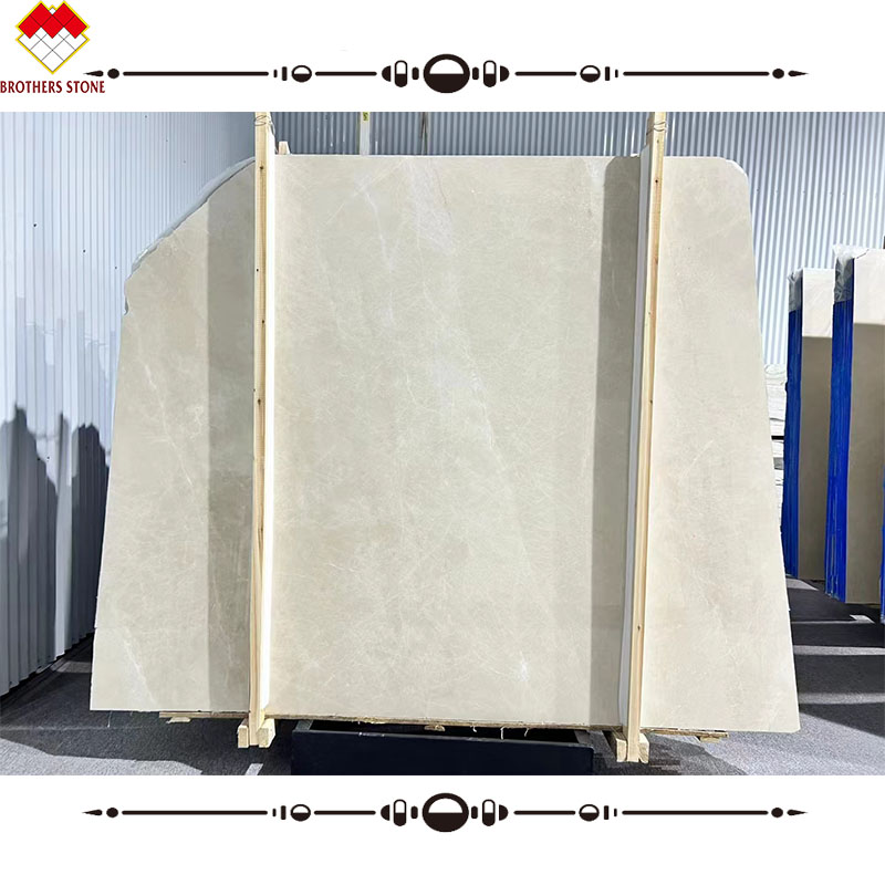 Light Beige Marble Wall Panel and Marble Carving Column for Modern Background Display
