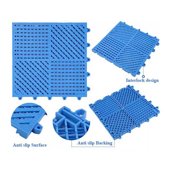 3800g/Sqm 25cm*25cm PVC Interlocking Floor Tiles Anti Skid Modular Drainage Mats