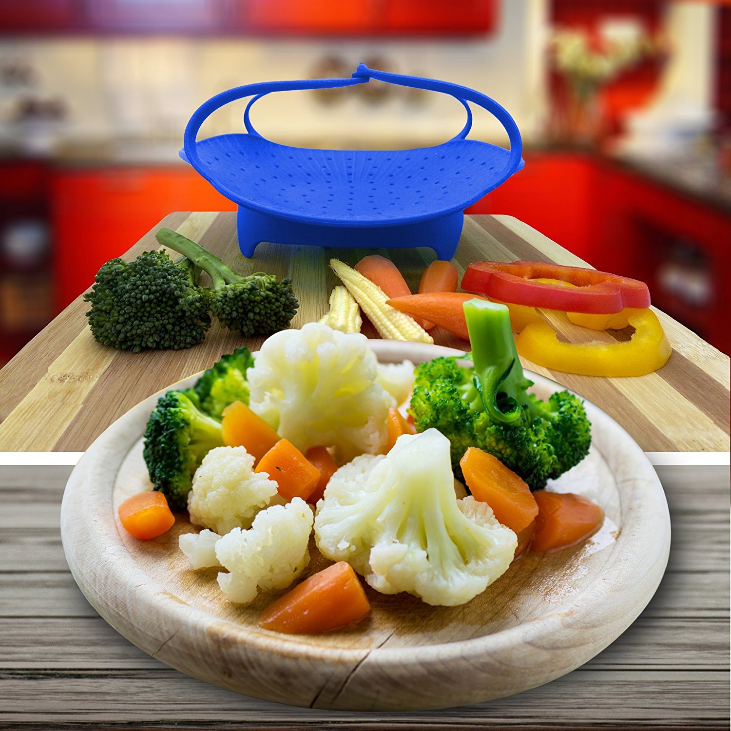 100% Food Grade Silicone Vegetable Steamer Cooking Steamer With Locking Handles Cooking Tool
