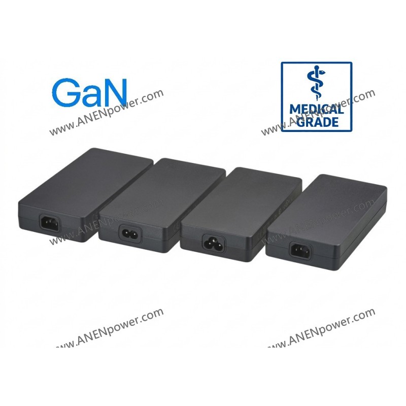 200W GaN Medical AC Adapter, 24V 8.3A Output IEC 60601-1 2xMOPP for Imaging Workstation