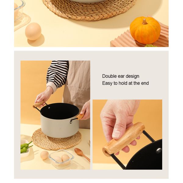 3 Pcs Nonstick Cookware Set Fine Iron Non Stick Cooking Pot Set With Glass Lid