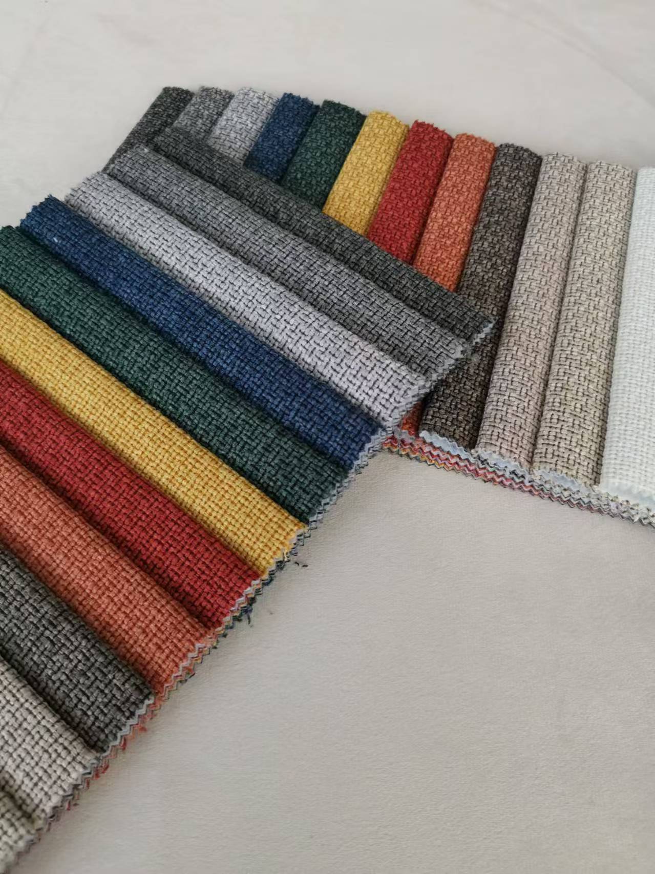 100% Polyester Linen Sofa Fabric Embossed For Home Decoration