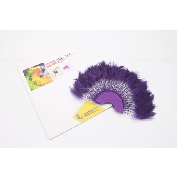 Stripped Heckle Feather Fan , Goose Hand Held Feather Fans For Decoration