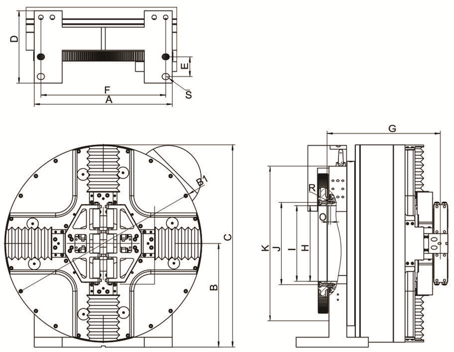 Pneumatic CNC Lathe Chuck Four Jaw For Laser Pipe Cutting Machine