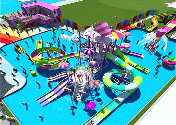 Candy Style Fiberglass Aqua Playground Park for Teenager Interactive Family