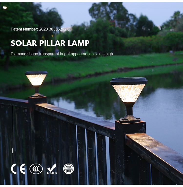 Dusk To Dawn Solar Pillar Light Rainproof Anti Pressure For Outdoor