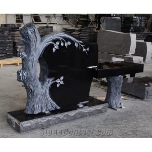 Quality American granite bench monuments with tree for cemetery wholesale