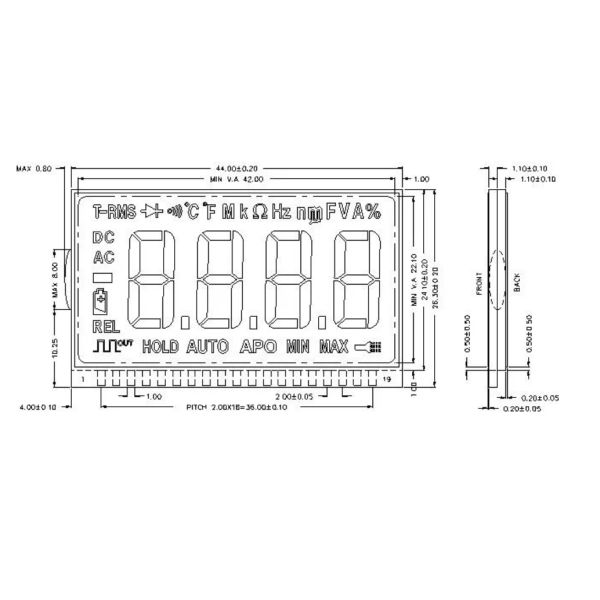 White Background TN LCD Display 29 Pins Connector TN LCD Panel