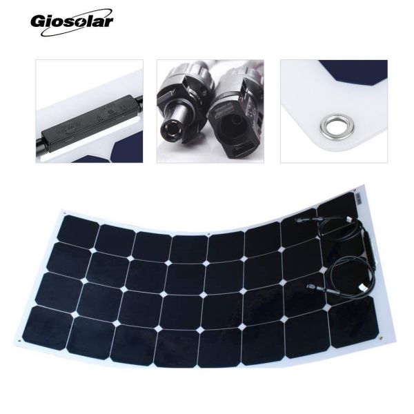 Durable SunPower Semi Flexible Solar Panels 100W PET / ETFE Laminated For Vehicle