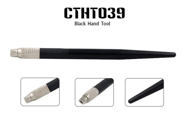 Cheap Handmade Permanent Make Up Manual Tattoo Pen In Black , Easy Control for sale