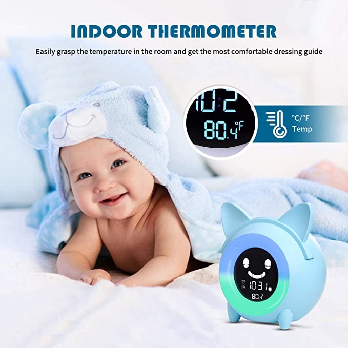 Sleep Training Kids Alarm Clock Penguin 3 LED color changing ROHS approval
