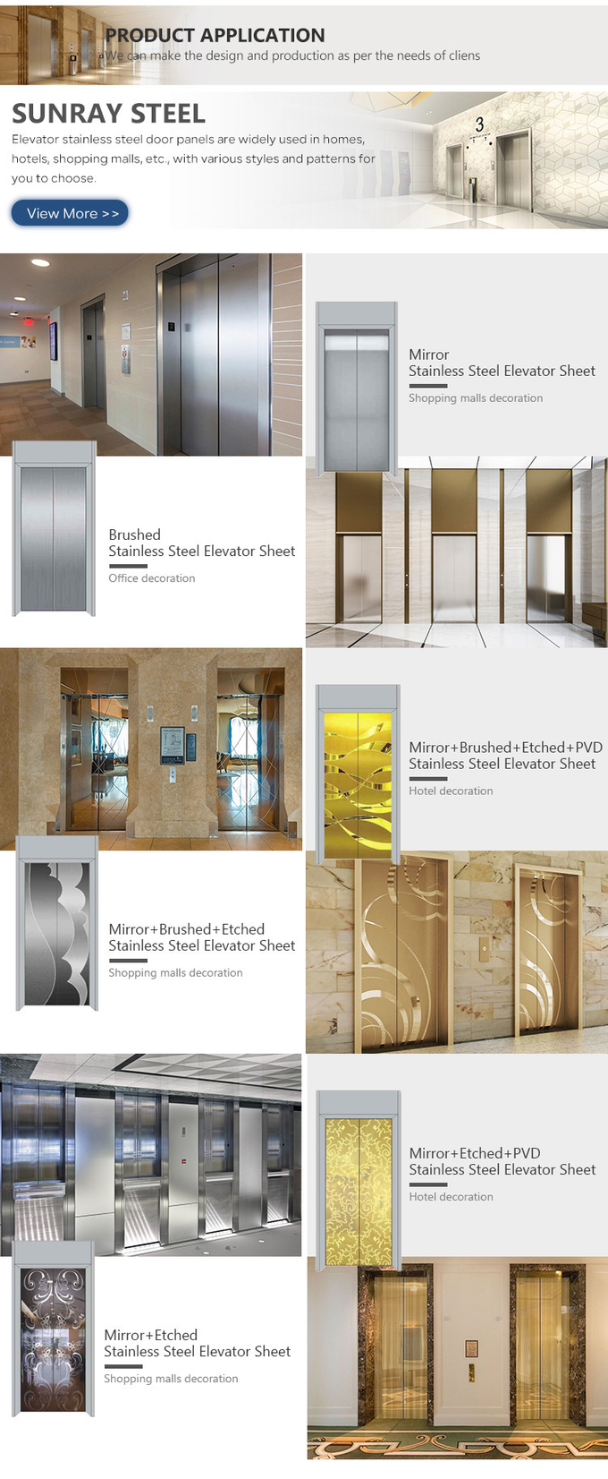 Mirror Etched Rolled Elevator Stainless Steel Sheet For Door Decoration Anti Rust