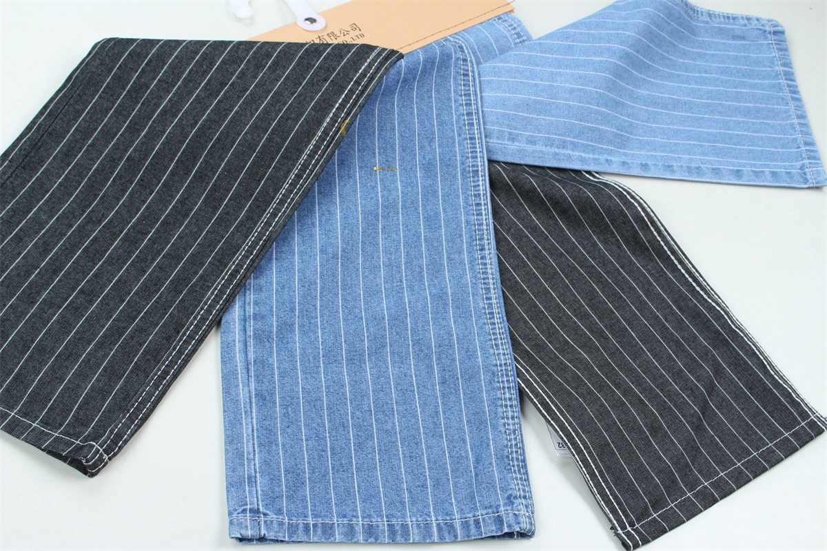 6.5 Onces 100% Cotton Stripe Denim Jeans Fabric For Shirts