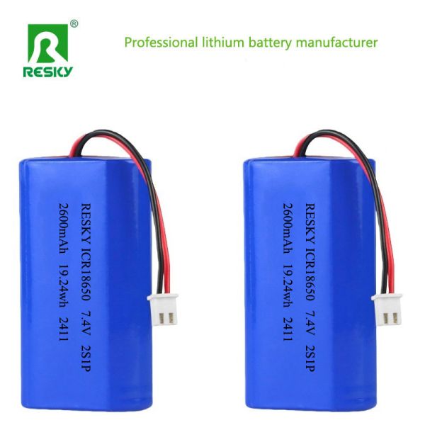 Rechargeable 18650 lithium battery Battery Pack 2600mAh 7.4V 19.24wh lipo battery pack