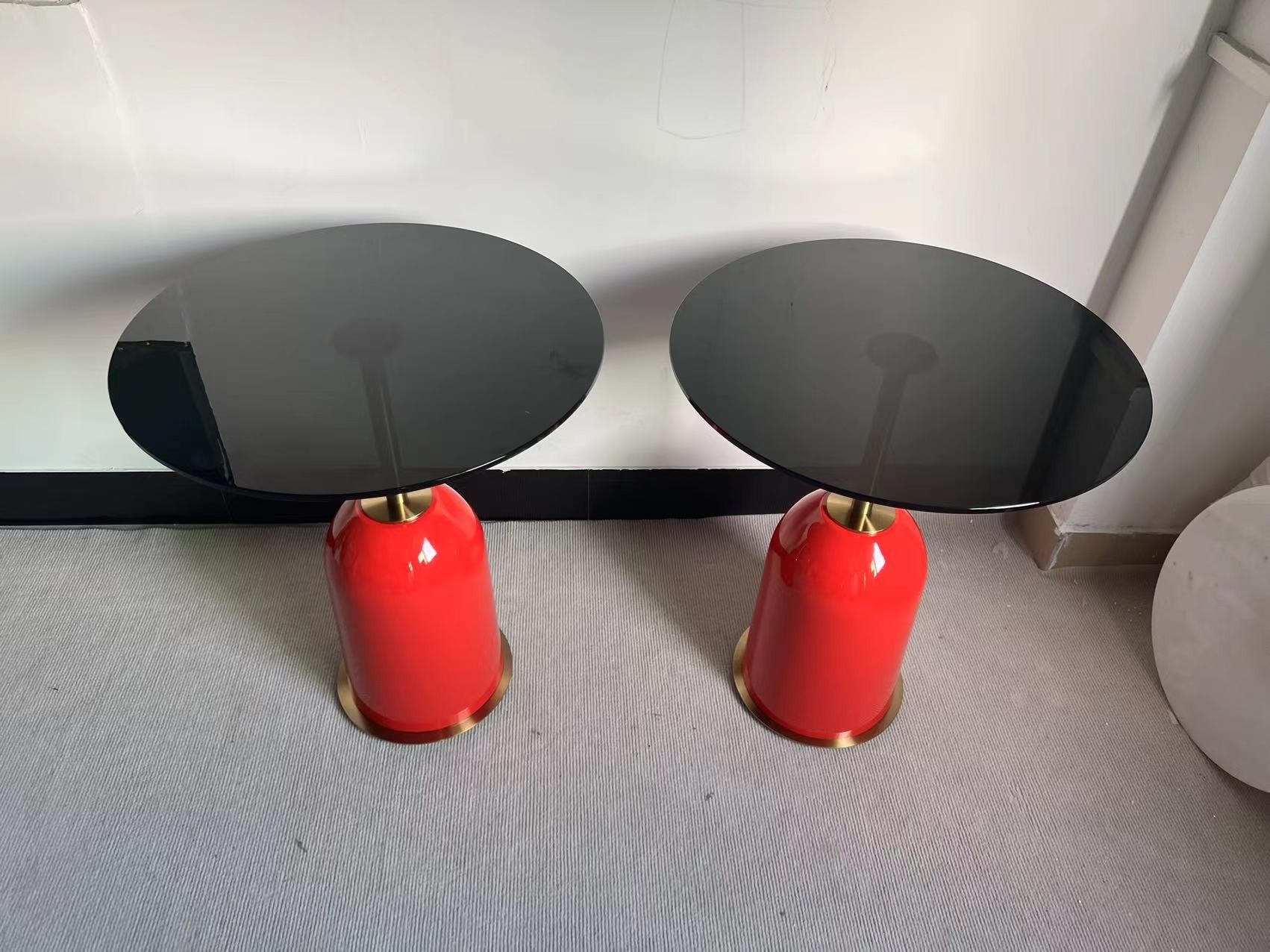 Fiberglass Painted Base Hotel Coffee Table Round Metal Corner Couch Side Table