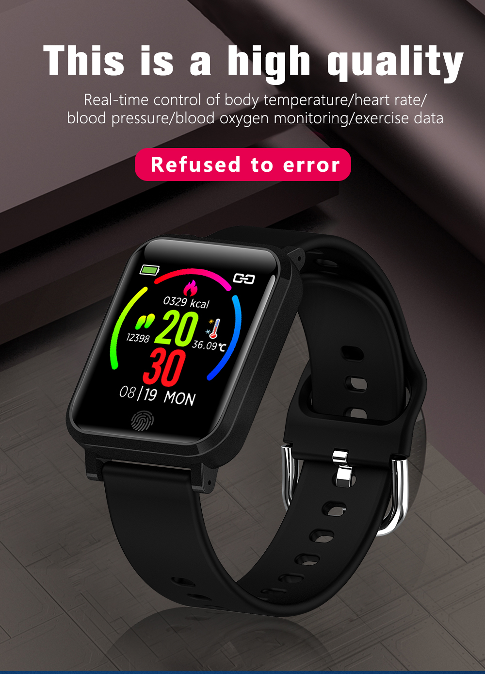 F22 170mAh Series 5 Square Smart Watch With Pulse Oximeter Android NFC TFT Screen