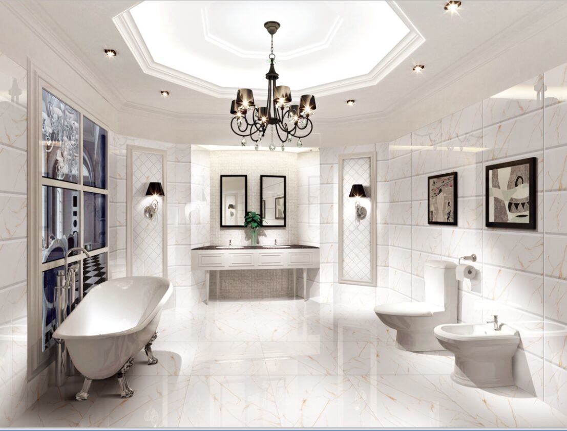 Square White Calacatta Gold Living Room Porcelain Floor Tile